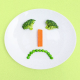 vegetable on the table with sad brocolli