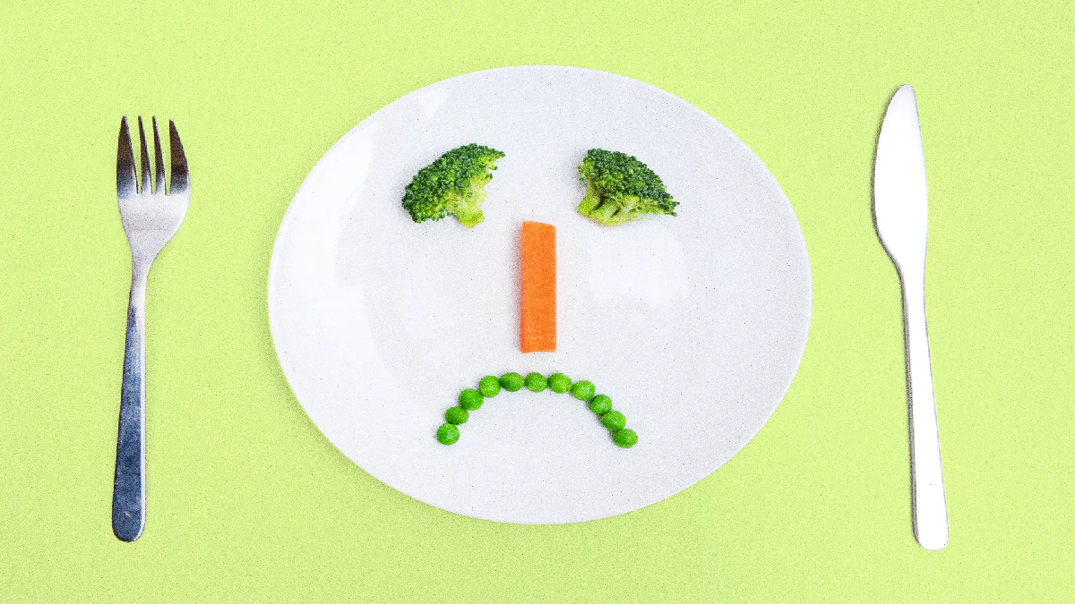 vegetable on the table with sad brocolli