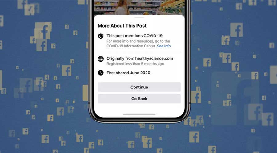 Facebook warning COVID-19 articles