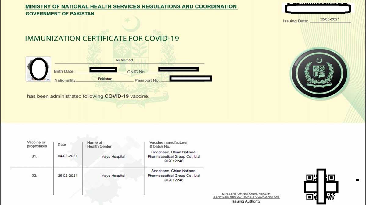 online vaccination certificate